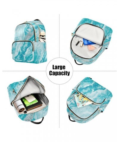 Small Backpack for Women Travel Bag Turquoise Abstract Marble Daypack Purse Fashion Shoulder Bag Rucksack Small B547 $11.18 B...