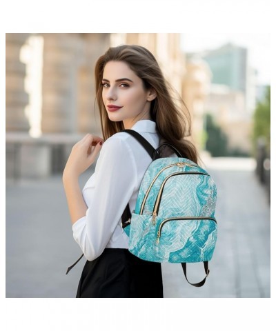 Small Backpack for Women Travel Bag Turquoise Abstract Marble Daypack Purse Fashion Shoulder Bag Rucksack Small B547 $11.18 B...