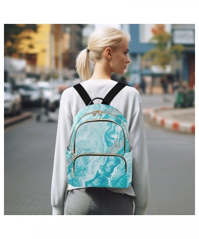 Small Backpack for Women Travel Bag Turquoise Abstract Marble Daypack Purse Fashion Shoulder Bag Rucksack Small B547 $11.18 B...