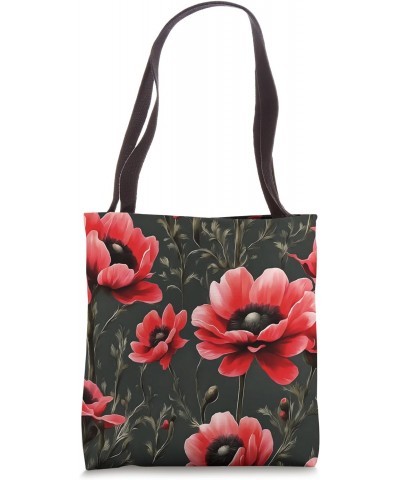 Red Anemones Wildflower Abstract Pattern Tote Bag $13.15 Totes