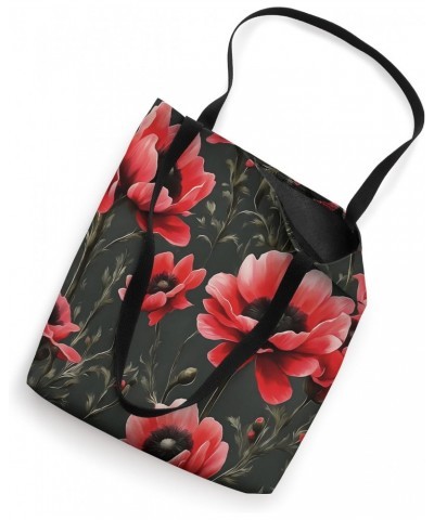 Red Anemones Wildflower Abstract Pattern Tote Bag $13.15 Totes