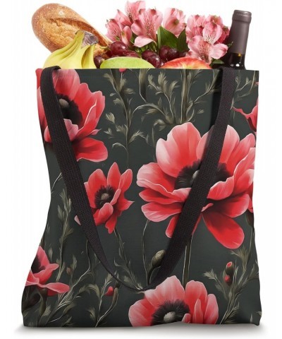 Red Anemones Wildflower Abstract Pattern Tote Bag $13.15 Totes