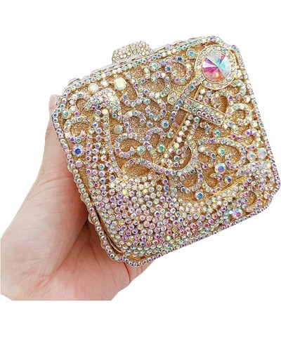 Novelty Anchor Women Box Clutch Crystal Evening Bags Minaudiere Rhinestone Handbags for Banquet Party Prom, Silver Silver+gol...