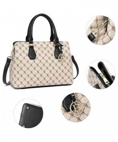 Women Leather Handbags Top Handle Satchel Purses Medium C01-beige Signature $46.06 Satchels