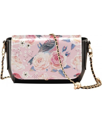 Roses Birds Small Crossbody Purse Womens Waterproof Small Shoulder Bag with Adjustable Strap Travel Purses $22.39 Crossbody Bags