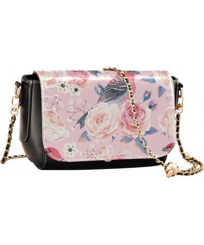 Roses Birds Small Crossbody Purse Womens Waterproof Small Shoulder Bag with Adjustable Strap Travel Purses $22.39 Crossbody Bags