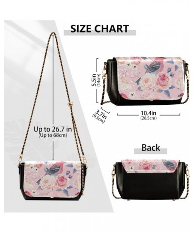 Roses Birds Small Crossbody Purse Womens Waterproof Small Shoulder Bag with Adjustable Strap Travel Purses $22.39 Crossbody Bags