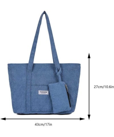 Women Shoulder Bag Purse Casual Handbag Large Capacity Zipper Shoulder Bag Versatile with Purse Winter Shopping Bag Blue $9.1...