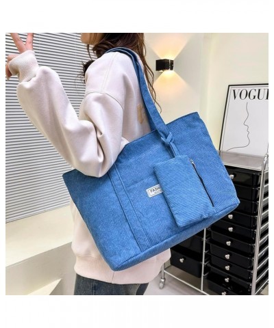 Women Shoulder Bag Purse Casual Handbag Large Capacity Zipper Shoulder Bag Versatile with Purse Winter Shopping Bag Blue $9.1...