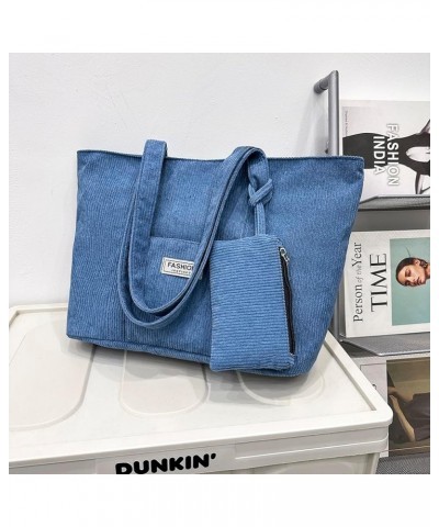 Women Shoulder Bag Purse Casual Handbag Large Capacity Zipper Shoulder Bag Versatile with Purse Winter Shopping Bag Blue $9.1...