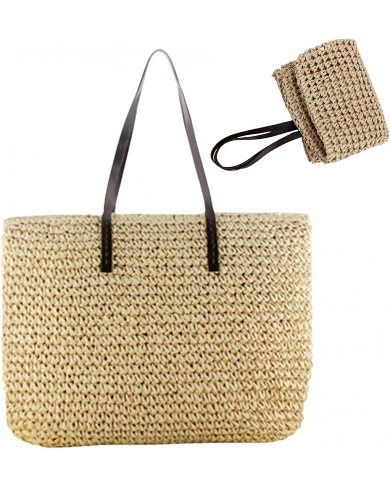 Hobos Shoulder Bags Straw Bag Summer Beach Bags Large Capacity woven Shoulder Purse with Zipper Handbagsa Beige $10.49 Should...