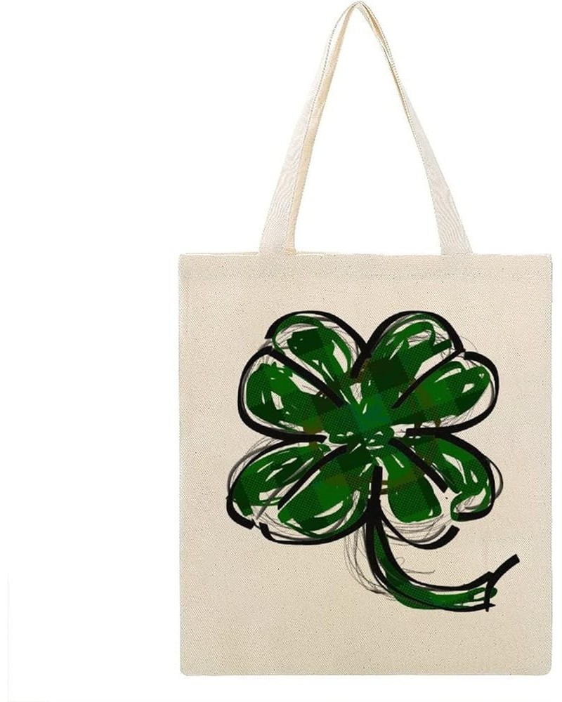 Happy St. Patrick's Day Shamrock Clovers Canvas Tote Bag Shopping Bag Cute Shoulder Book Tote Bag Large Reusable Grocery Bag ...