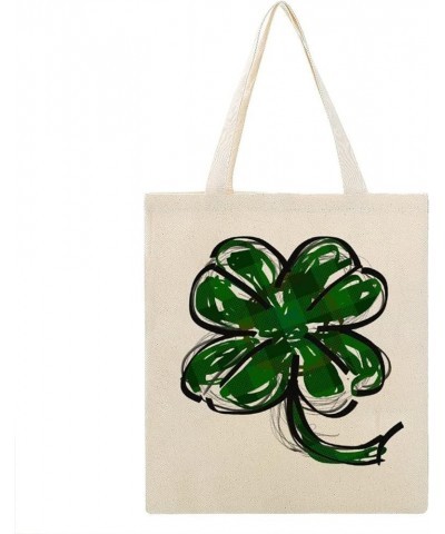 Happy St. Patrick's Day Shamrock Clovers Canvas Tote Bag Shopping Bag Cute Shoulder Book Tote Bag Large Reusable Grocery Bag ...