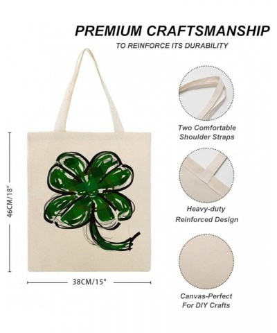 Happy St. Patrick's Day Shamrock Clovers Canvas Tote Bag Shopping Bag Cute Shoulder Book Tote Bag Large Reusable Grocery Bag ...