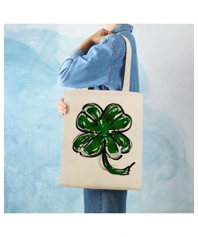 Happy St. Patrick's Day Shamrock Clovers Canvas Tote Bag Shopping Bag Cute Shoulder Book Tote Bag Large Reusable Grocery Bag ...