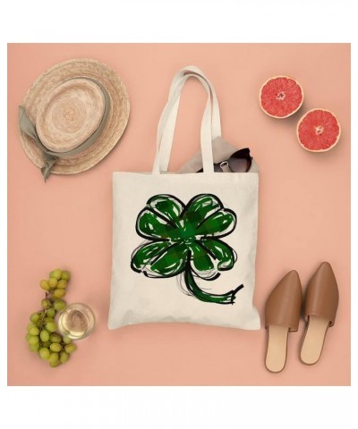 Happy St. Patrick's Day Shamrock Clovers Canvas Tote Bag Shopping Bag Cute Shoulder Book Tote Bag Large Reusable Grocery Bag ...