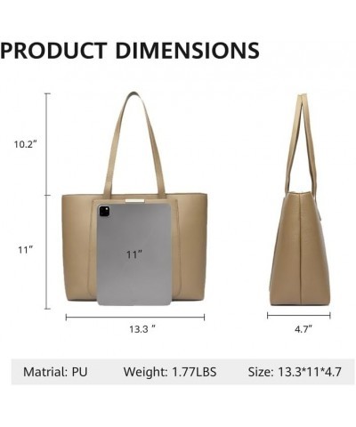 Khaki Tote Bag for Women Large Tote Bag with Zipper Top Handle Bag Trendy Shoulder Purse Black $30.25 Totes