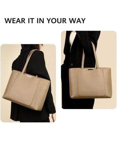 Khaki Tote Bag for Women Large Tote Bag with Zipper Top Handle Bag Trendy Shoulder Purse Black $30.25 Totes