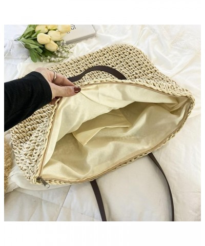 Hobos Shoulder Bags Straw Bag Summer Beach Bags Large Capacity woven Shoulder Purse with Zipper Handbagsa Beige $10.49 Should...