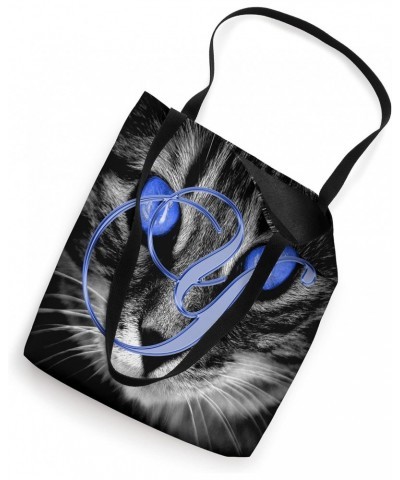 Y Blue Cat Eye Kitten Kitty Pet Animal Initial Letter Name Tote Bag $8.96 Totes