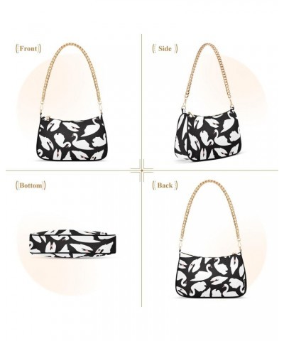 Shoulder Bags for Women White Swan Crossbody Bags Tote Handbag Stylish Clutch Purse with Chain Strap 7.1x11x2.8 in $12.90 Totes