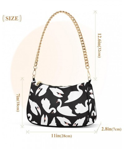 Shoulder Bags for Women White Swan Crossbody Bags Tote Handbag Stylish Clutch Purse with Chain Strap 7.1x11x2.8 in $12.90 Totes