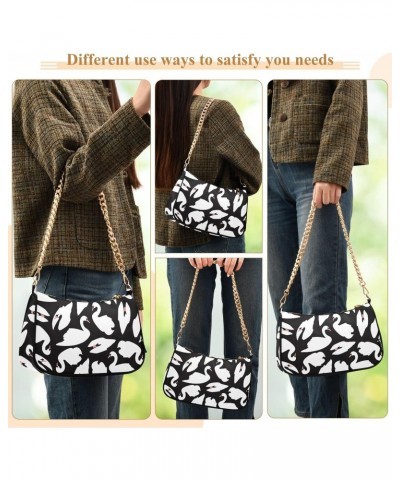 Shoulder Bags for Women White Swan Crossbody Bags Tote Handbag Stylish Clutch Purse with Chain Strap 7.1x11x2.8 in $12.90 Totes