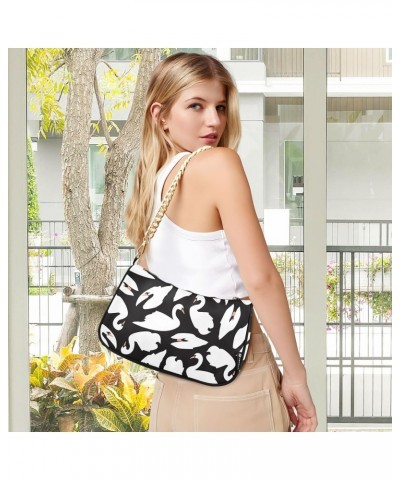 Shoulder Bags for Women White Swan Crossbody Bags Tote Handbag Stylish Clutch Purse with Chain Strap 7.1x11x2.8 in $12.90 Totes