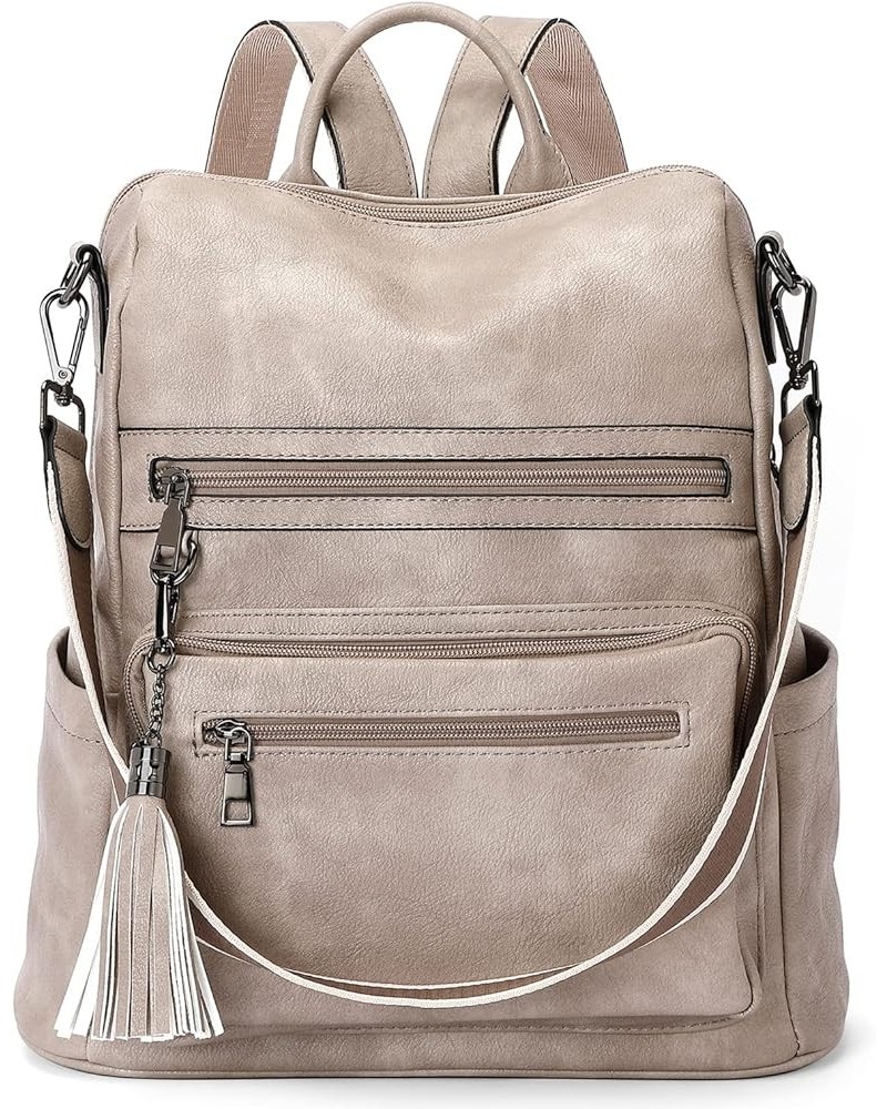 Backpack Purse for Women Fashion Leather Designer Travel Large Ladies Shoulder Bags Z-rg-grey $20.09 Backpacks