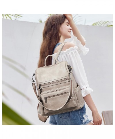 Backpack Purse for Women Fashion Leather Designer Travel Large Ladies Shoulder Bags Z-rg-grey $20.09 Backpacks