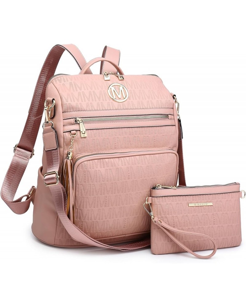 Women Fashion Backpack Purse Convertible Large Ladies Rucksack Travel Shoulder Bags Handbag Set 2pcs w/Tassel Pink-1 $31.19 B...