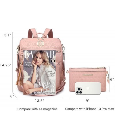 Women Fashion Backpack Purse Convertible Large Ladies Rucksack Travel Shoulder Bags Handbag Set 2pcs w/Tassel Pink-1 $31.19 B...