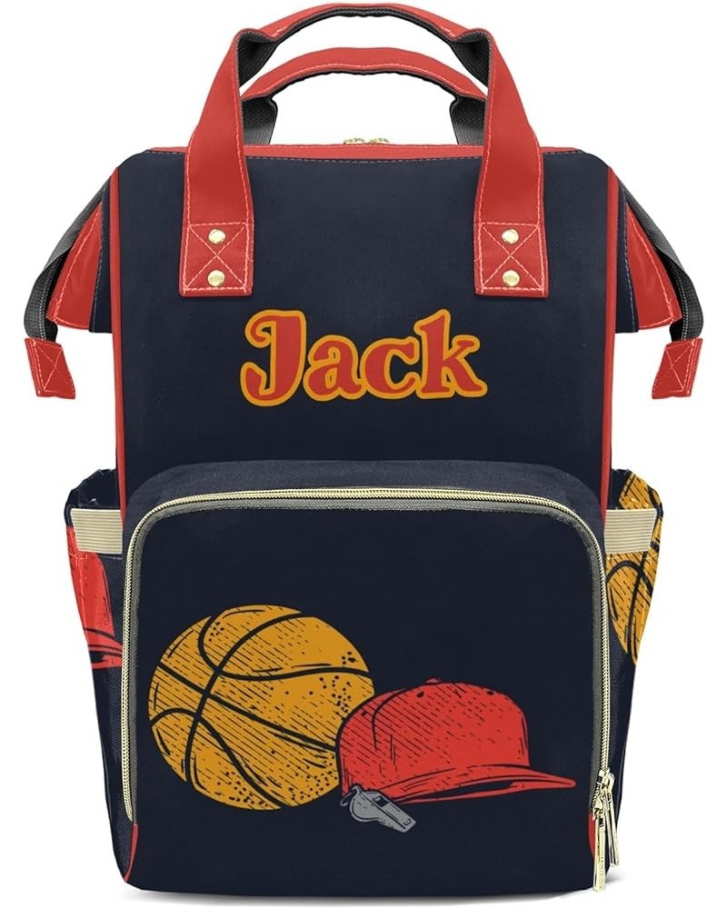 Personalized Basketball Print Tote Bag Backpacks Custom with Text Mommy Bag Gift for Mom Dad Pattrn 9 $17.99 Totes