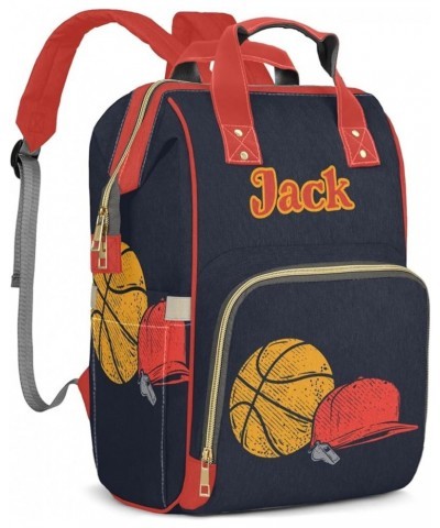 Personalized Basketball Print Tote Bag Backpacks Custom with Text Mommy Bag Gift for Mom Dad Pattrn 9 $17.99 Totes