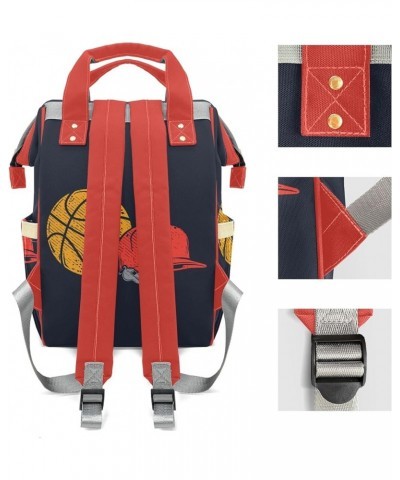 Personalized Basketball Print Tote Bag Backpacks Custom with Text Mommy Bag Gift for Mom Dad Pattrn 9 $17.99 Totes