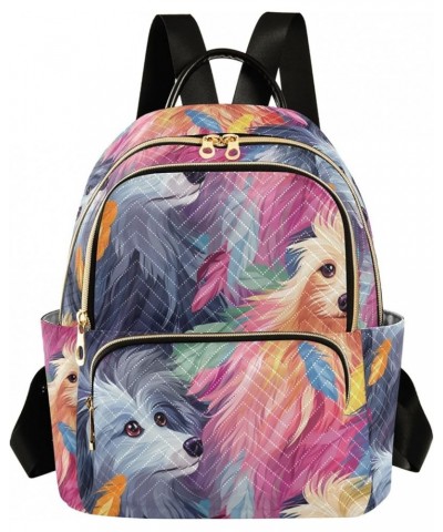 Small Backpack Purse for Women, Rainbow Hair Dogs Travel Bag Casual Daypack Shoulder Bag Small $15.84 Backpacks