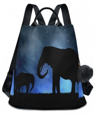 Silhouette Elephants Night Sky Backpack Purse for Women Travel Casual Daypack College Bookbag Work Business Ladies Shoulder B...