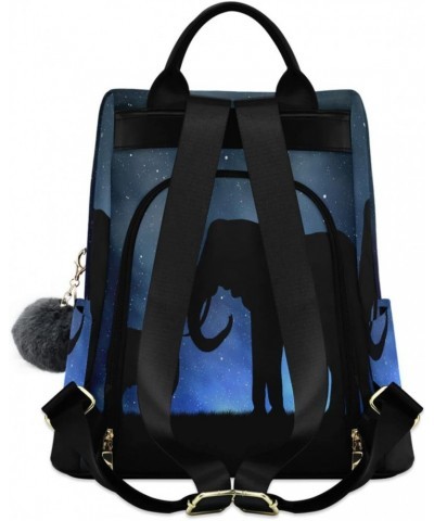 Silhouette Elephants Night Sky Backpack Purse for Women Travel Casual Daypack College Bookbag Work Business Ladies Shoulder B...