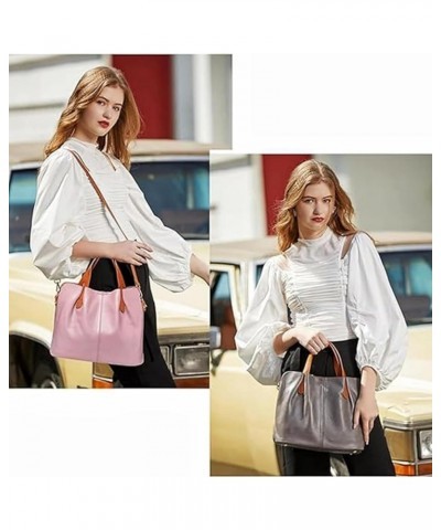 Two In One Leather Shopper Tote Bag, Women Handbag Large Shoulder Bags Crossbody Bag With Removable Adjustable Straps Pink $2...