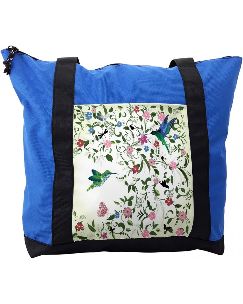 Hummingbird Shoulder Bag, Swirly Leaves Blooming, Durable with Zipper $19.24 Shoulder Bags