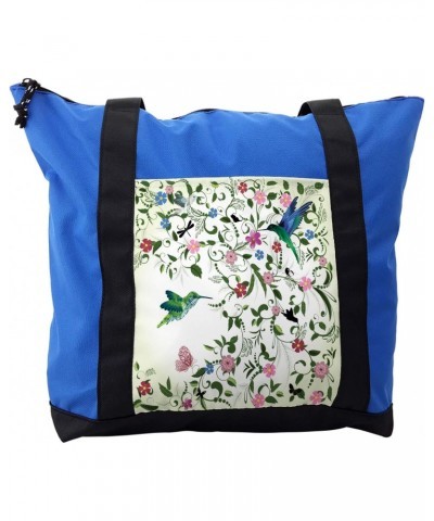 Hummingbird Shoulder Bag, Swirly Leaves Blooming, Durable with Zipper $19.24 Shoulder Bags