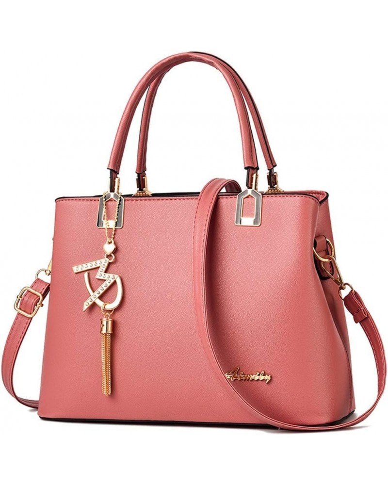 Handbag Shoulder Bag Fashion Ladies PU Leather Tote Messenger Bag Tote Bag Dark Pink $35.12 Totes