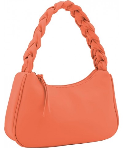 Braided Top Handle Shoulder Bag For Women, Trendy Designer Small Hobo Tote Handbag Orange $15.27 Totes