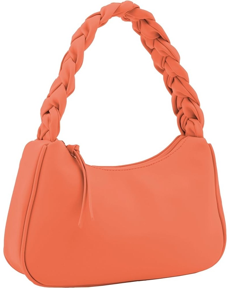 Braided Top Handle Shoulder Bag For Women, Trendy Designer Small Hobo Tote Handbag Orange $15.27 Totes