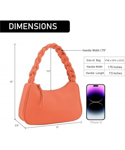 Braided Top Handle Shoulder Bag For Women, Trendy Designer Small Hobo Tote Handbag Orange $15.27 Totes