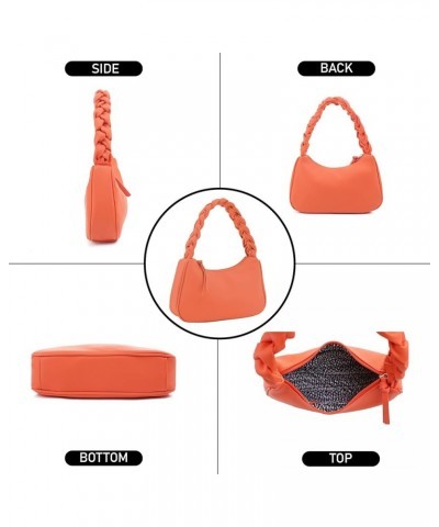 Braided Top Handle Shoulder Bag For Women, Trendy Designer Small Hobo Tote Handbag Orange $15.27 Totes