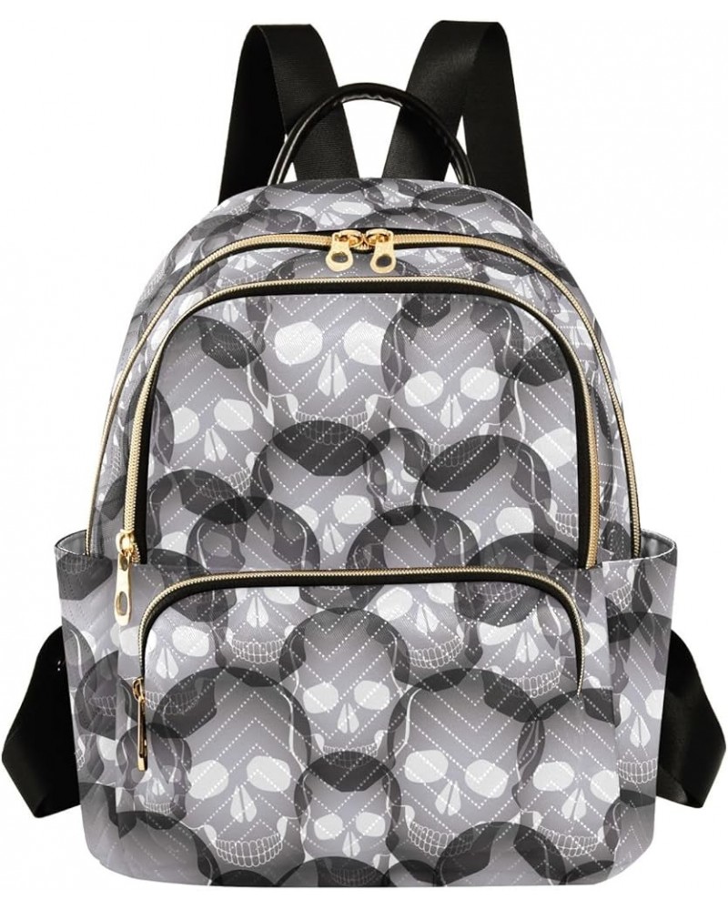 Mini Backpack Purse for Women Lightweight Girls Small Size Black Skulls School Teens College Traveling Small $14.52 Backpacks