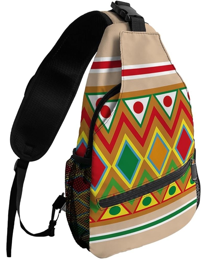 Sling Bag Crossbody Bag for Women Men Cinco de Mayo Mexico Ethnic Style Triangle Rectangle Round Waterproof Hiking Backpack L...