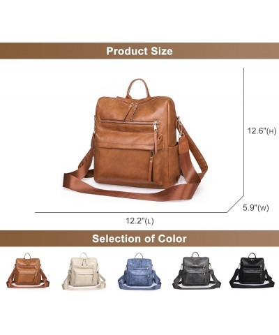 PU Leather Backpack Purse for Women Fashion Large Capacity Handbag Ladies Travel Satchel Shoulder Crossbody Bags Lvory $32.67...