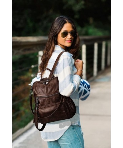 Travel Backpack Purse for Women Nylon Ladies Fashion Tassel Shoulder Bag Convertible 0243 Coffee $18.90 Backpacks